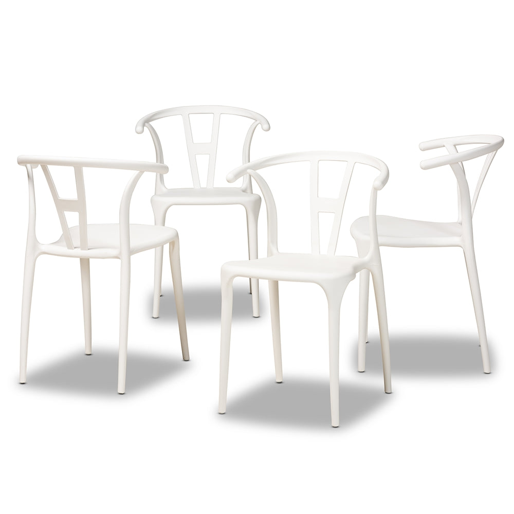 Baxton Studio Warner Modern And Contemporary White Plastic 4-Piece Dining Chair Set