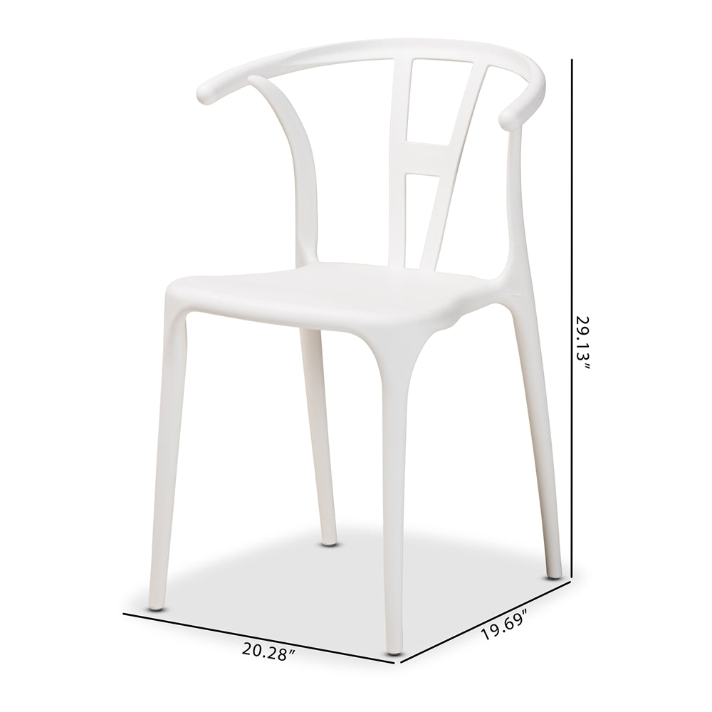 Baxton Studio Warner Modern And Contemporary White Plastic 4-Piece Dining Chair Set