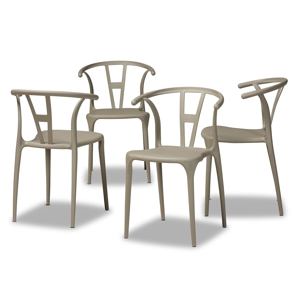 Baxton Studio Warner Modern And Contemporary Beige Plastic 4-Piece Dining Chair Set