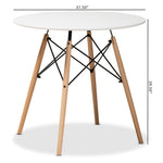 Load image into Gallery viewer, Baxton Studio Varen Modern And Contemporary White Finished Polypropylene Plastic And Oak Brown Finished Wood Dining Table
