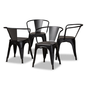 Baxton Studio Ryland Modern Industrial Finished Metal 4-Piece Dining Chair Set