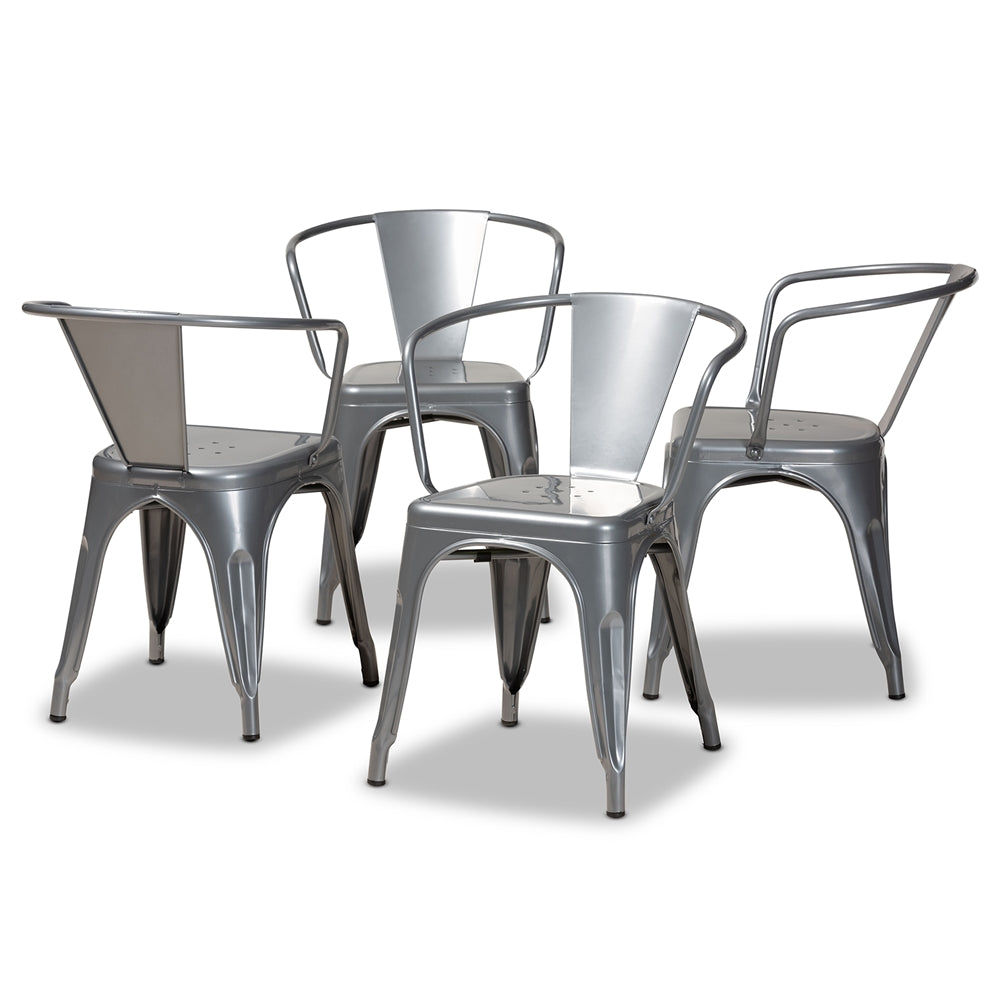 Baxton Studio Ryland Modern Industrial Grey Finished Metal 4-Piece Dining Chair Set