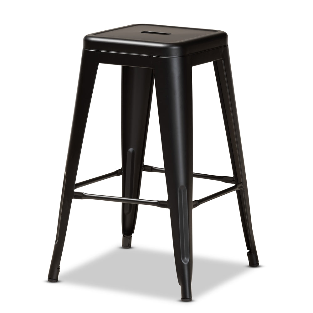 Baxton Studio Horton Modern and Contemporary Industrial Finished Metal 4-Piece Stackable Counter Stool Set