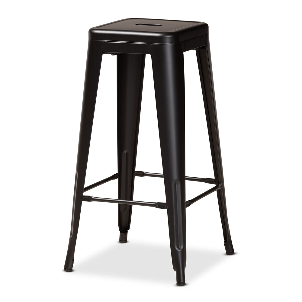 Baxton Studio Horton Modern and Contemporary Industrial Finished Metal 4-Piece Stackable Bar Stool Set