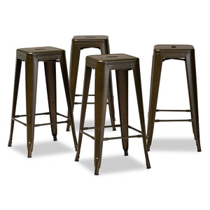 Baxton Studio Horton Modern And Contemporary Industrial Gunmetal Finished Metal 4-Piece Stackable Bar Stool Set