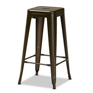 Baxton Studio Horton Modern And Contemporary Industrial Gunmetal Finished Metal 4-Piece Stackable Bar Stool Set