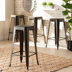 Load image into Gallery viewer, Baxton Studio Horton Modern And Contemporary Industrial Gunmetal Finished Metal 4-Piece Stackable Bar Stool Set
