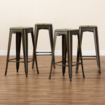 Load image into Gallery viewer, Baxton Studio Horton Modern And Contemporary Industrial Gunmetal Finished Metal 4-Piece Stackable Bar Stool Set
