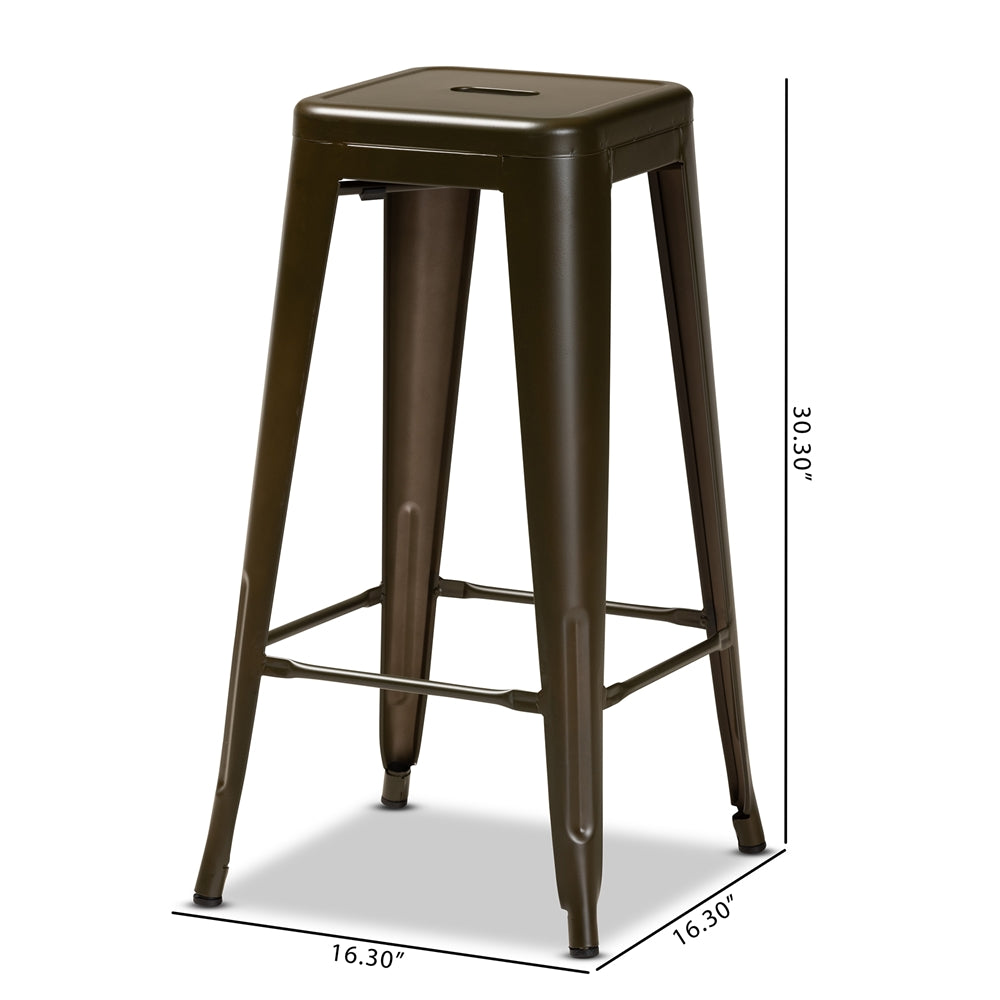 Baxton Studio Horton Modern And Contemporary Industrial Gunmetal Finished Metal 4-Piece Stackable Bar Stool Set