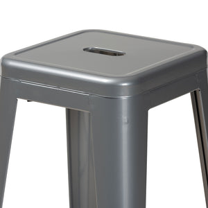 Baxton Studio Horton Modern And Contemporary Industrial Grey Finished Metal 4-Piece Stackable Bar Stool Set