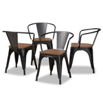 Load image into Gallery viewer, Baxton Studio Ryland Modern Industrial Metal and Finished Wood 4-Piece Dining Chair Set
