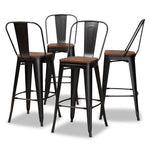 Load image into Gallery viewer, Baxton Studio Rosetta Modern Industrial Metal and Finished Wood 4-Piece Bar Stool Set
