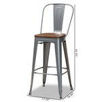 Load image into Gallery viewer, Baxton Studio Rosetta Modern Industrial Grey Metal And Walnut Brown Finished Wood 4-Piece Bar Stool Set
