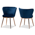 Load image into Gallery viewer, Baxton Studio Farah Modern Luxe And Glam Navy Blue Velvet Fabric Upholstered And Rose Gold Finished Metal 2-Piece Dining Chair Set
