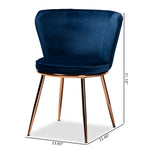 Load image into Gallery viewer, Baxton Studio Farah Modern Luxe And Glam Navy Blue Velvet Fabric Upholstered And Rose Gold Finished Metal 2-Piece Dining Chair Set
