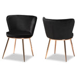 Load image into Gallery viewer, Baxton Studio Farah Modern Luxe And Glam Black Velvet Fabric Upholstered And Rose Gold Finished Metal 2-Piece Dining Chair Set
