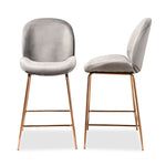 Load image into Gallery viewer, Baxton Studio Lander Modern Luxe And Glam Grey Velvet Fabric Upholstered And Rose Gold Finished Metal 2-Piece Counter Stool Set
