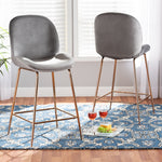 Load image into Gallery viewer, Baxton Studio Lander Modern Luxe And Glam Grey Velvet Fabric Upholstered And Rose Gold Finished Metal 2-Piece Counter Stool Set
