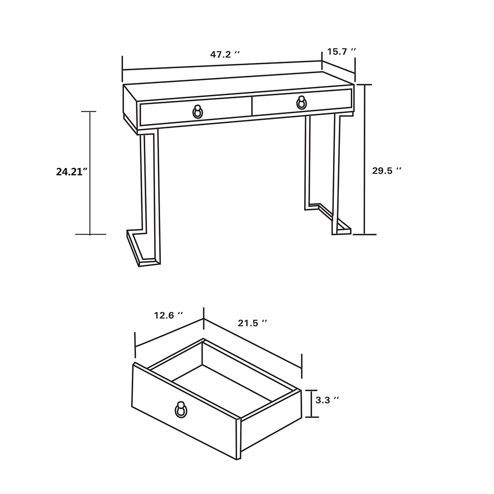 Baxton Studio Beagan Modern And Contemporary White Finished Wood And Gold Metal 2-Drawer Console Table