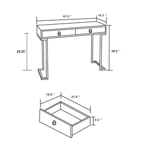 Baxton Studio Beagan Modern And Contemporary White Finished Wood And Gold Metal 2-Drawer Console Table