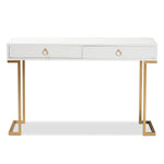 Load image into Gallery viewer, Baxton Studio Beagan Modern And Contemporary White Finished Wood And Gold Metal 2-Drawer Console Table
