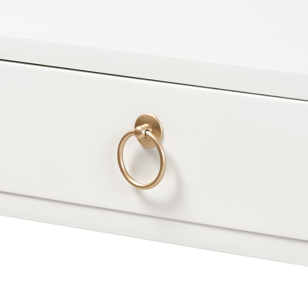 Baxton Studio Beagan Modern And Contemporary White Finished Wood And Gold Metal 2-Drawer Console Table