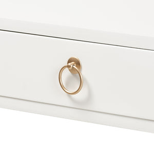 Baxton Studio Beagan Modern And Contemporary White Finished Wood And Gold Metal 2-Drawer Console Table