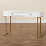 Load image into Gallery viewer, Baxton Studio Beagan Modern And Contemporary White Finished Wood And Gold Metal 2-Drawer Console Table
