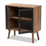 Load image into Gallery viewer, Baxton Studio Yuna Mid-Century Modern Transitional Natural Brown Finished Wood And Black Metal 2-Door Storage Cabinet
