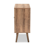 Load image into Gallery viewer, Baxton Studio Yuna Mid-Century Modern Transitional Natural Brown Finished Wood And Black Metal 2-Door Storage Cabinet
