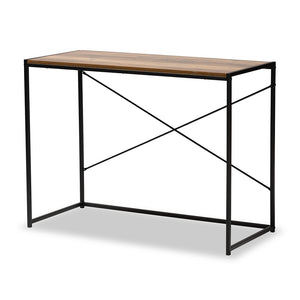 Baxton Studio Pauric Modern Industrial Walnut Brown Finished Wood And Black Metal Desk