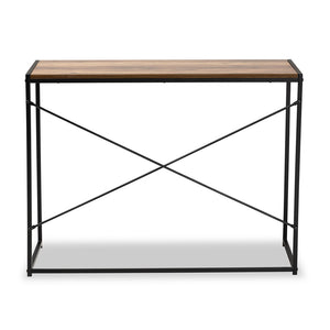 Baxton Studio Pauric Modern Industrial Walnut Brown Finished Wood And Black Metal Desk