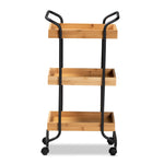 Load image into Gallery viewer, Baxton Studio Baxter Modern And Contemporary Oak Brown Finished Wood And Black Metal 3-Tier Mobile Kitchen Cart
