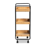 Load image into Gallery viewer, Baxton Studio Baxter Modern And Contemporary Oak Brown Finished Wood And Black Metal 3-Tier Mobile Kitchen Cart
