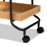 Load image into Gallery viewer, Baxton Studio Baxter Modern And Contemporary Oak Brown Finished Wood And Black Metal 3-Tier Mobile Kitchen Cart
