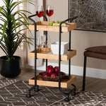 Load image into Gallery viewer, Baxton Studio Baxter Modern And Contemporary Oak Brown Finished Wood And Black Metal 3-Tier Mobile Kitchen Cart
