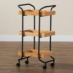 Load image into Gallery viewer, Baxton Studio Baxter Modern And Contemporary Oak Brown Finished Wood And Black Metal 3-Tier Mobile Kitchen Cart
