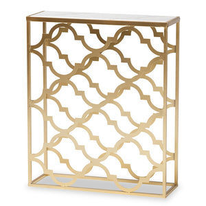 Baxton Studio Calanthe Modern And Contemporary Gold Finished Metal Console Table With Marble Tabletop