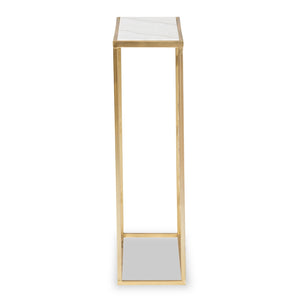 Baxton Studio Calanthe Modern And Contemporary Gold Finished Metal Console Table With Marble Tabletop