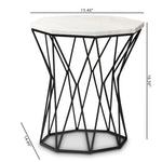 Load image into Gallery viewer, Baxton Studio Venedict Modern And Contemporary Black Metal End Table With Marble Tabletop
