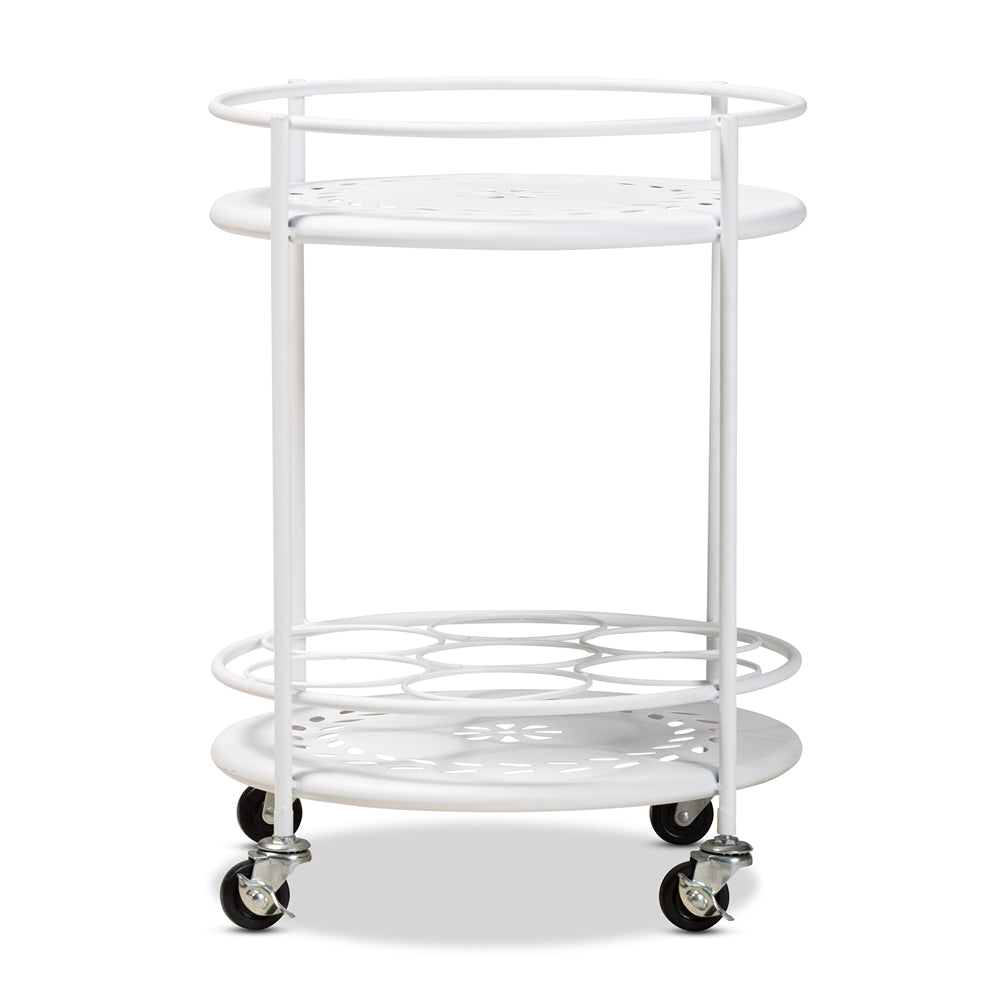 Baxton Studio Dallan Modern Industrial White Metal 2-Tier Kitchen Cart