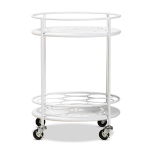 Baxton Studio Dallan Modern Industrial White Metal 2-Tier Kitchen Cart