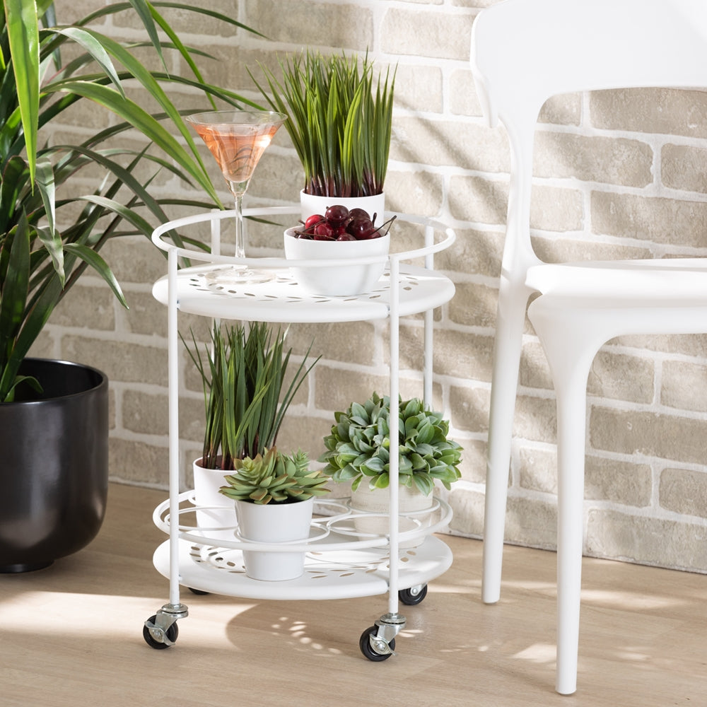 Baxton Studio Dallan Modern Industrial White Metal 2-Tier Kitchen Cart