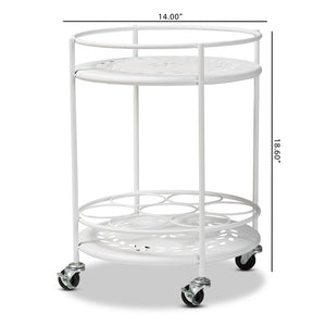 Baxton Studio Dallan Modern Industrial White Metal 2-Tier Kitchen Cart