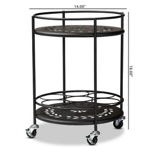 Baxton Studio Dallan Modern Industrial Black Metal 2-Tier Kitchen Cart