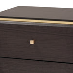 Load image into Gallery viewer, Baxton Studio Cormac Mid-Century Modern Transitional Dark Brown Finished Wood And Gold Metal 2-Drawer Nightstand
