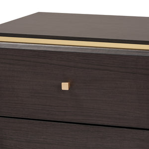 Baxton Studio Cormac Mid-Century Modern Transitional Dark Brown Finished Wood And Gold Metal 2-Drawer Nightstand