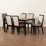 Load image into Gallery viewer, Baxton Studio Rosa Modern And Contemporary Sand Fabric Upholstered And Dark Brown Finished Wood 7-Piece Dining Set
