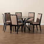 Load image into Gallery viewer, Baxton Studio Eira Modern Sand Fabric And Dark Brown Finished Wood 7-Piece Dining Set
