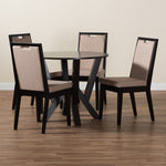 Load image into Gallery viewer, Baxton Studio Ansa Modern Sand Fabric And Dark Brown Finished Wood 5-Piece Dining Set
